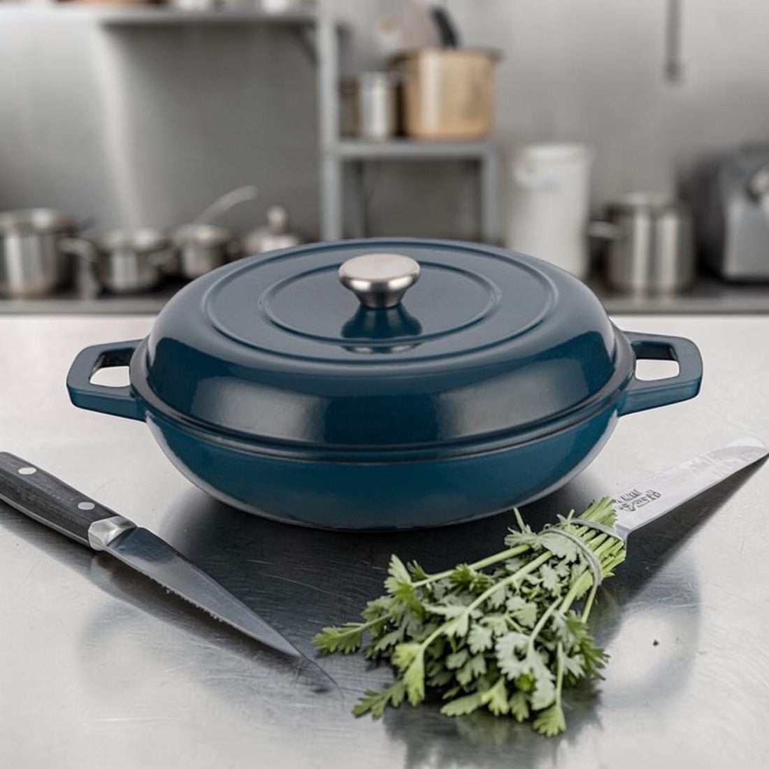 Enameled Cast Iron Braiser with Lid, 3 Qt.
