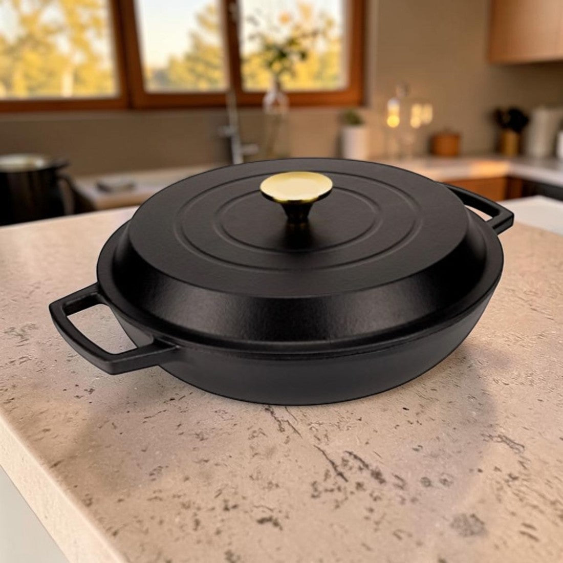 Enameled Cast Iron, Casserole Dish with Lid, 3.5 Qt.
