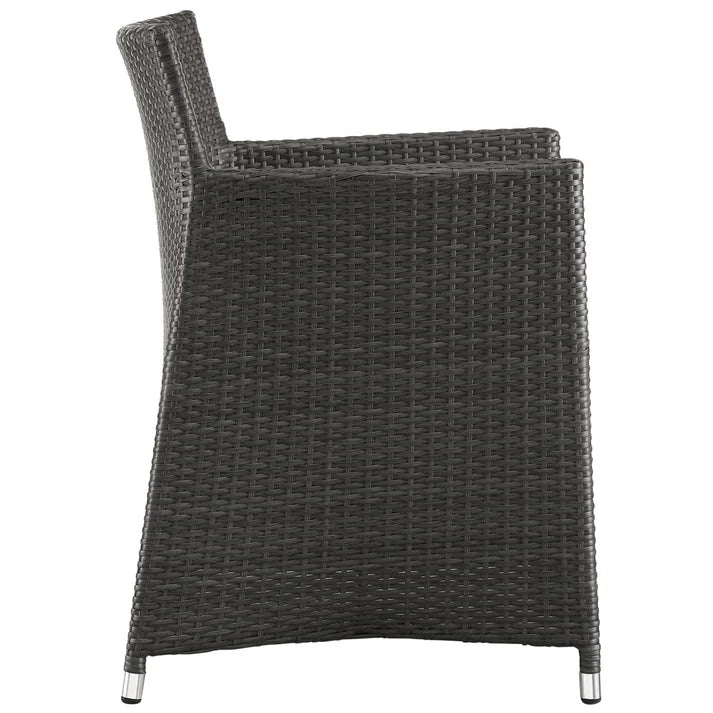 7 Piece Outdoor Dining Set with Rattan Armchairs and Rectangular Table