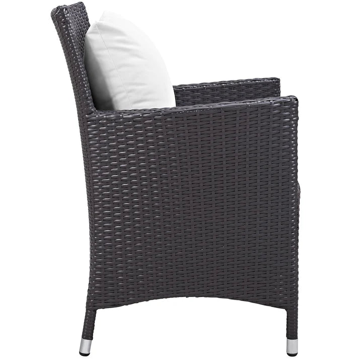 8 Piece Outdoor Dining Set with Umbrella and Wicker Chairs