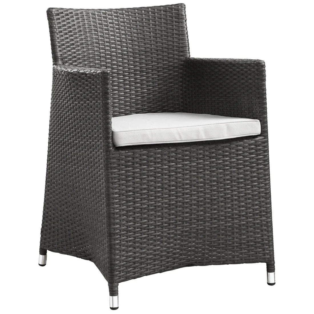 7 Piece Outdoor Dining Set with Rattan Armchairs and Rectangular Table