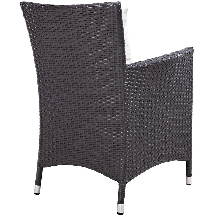 8 Piece Outdoor Dining Set with Umbrella and Wicker Chairs