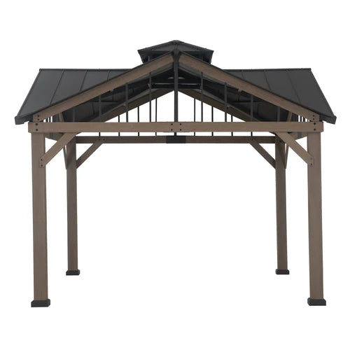 Wooden Hardtop Gazebo with Gable Roof and Roof Vent, 12 ft.
