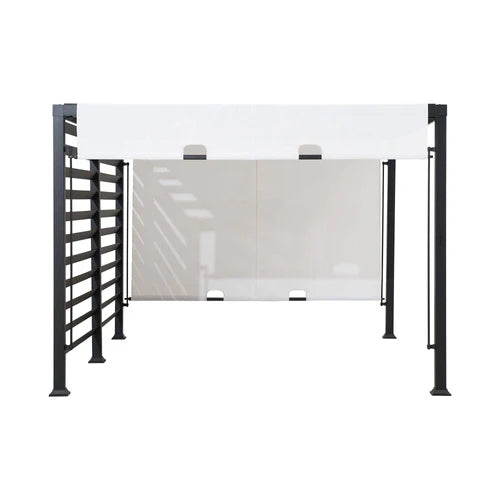 Steel Pergola with Adjustable Canopy and Privacy Wall, 10 ft. x 12 ft.