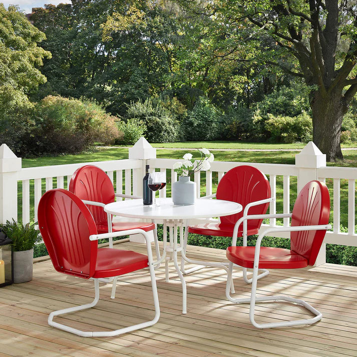 5 Piece Metal Outdoor Dining Set with Round Table and Chairs