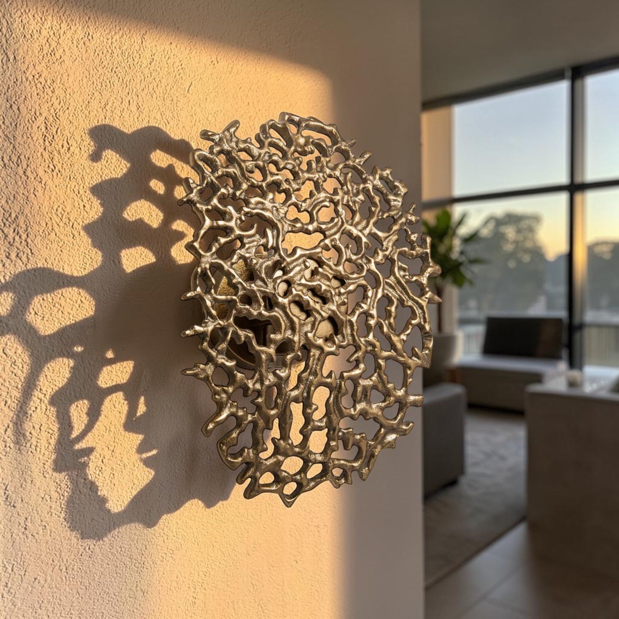 Coral Inspired, Brass Wall Light