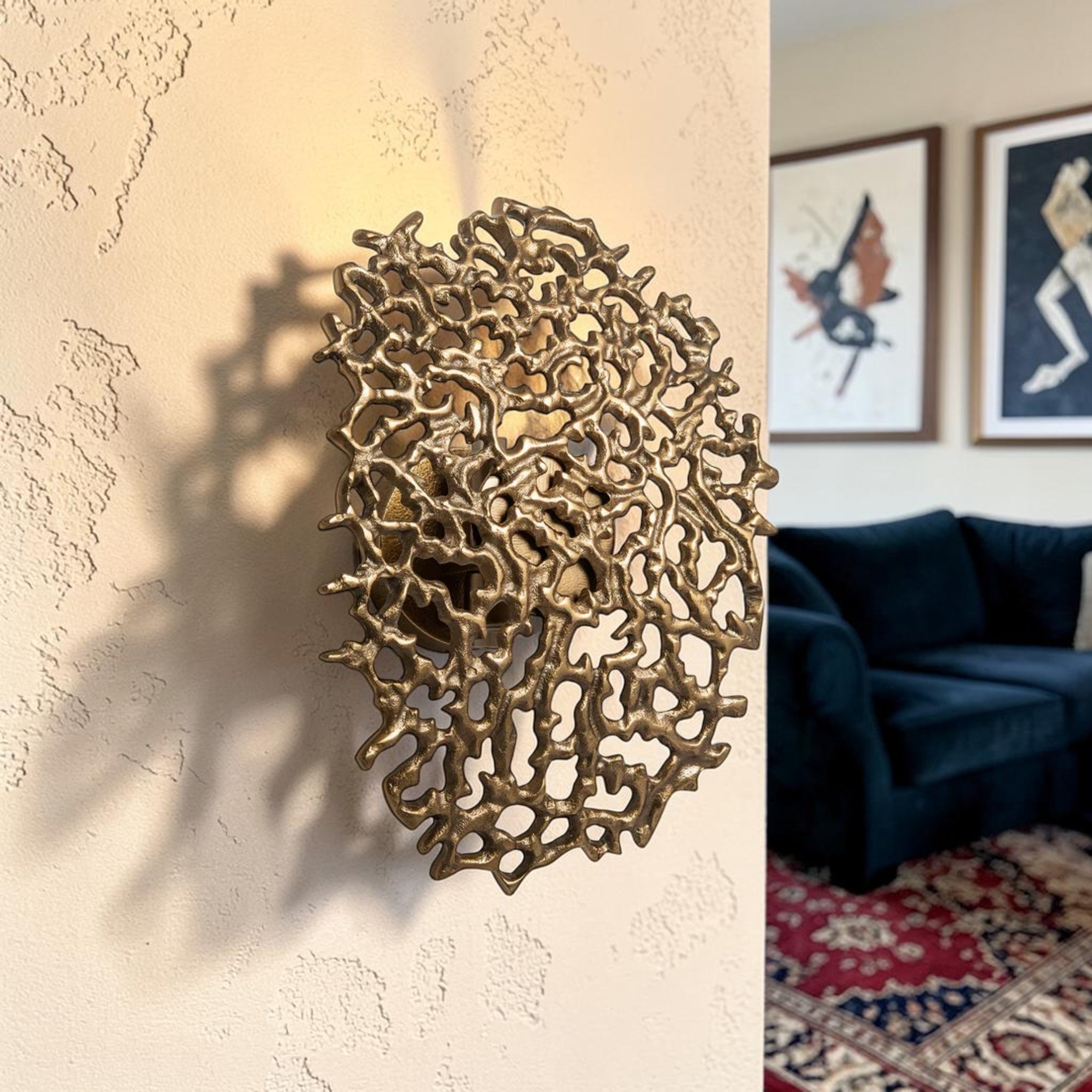 Coral Inspired, Brass Wall Light