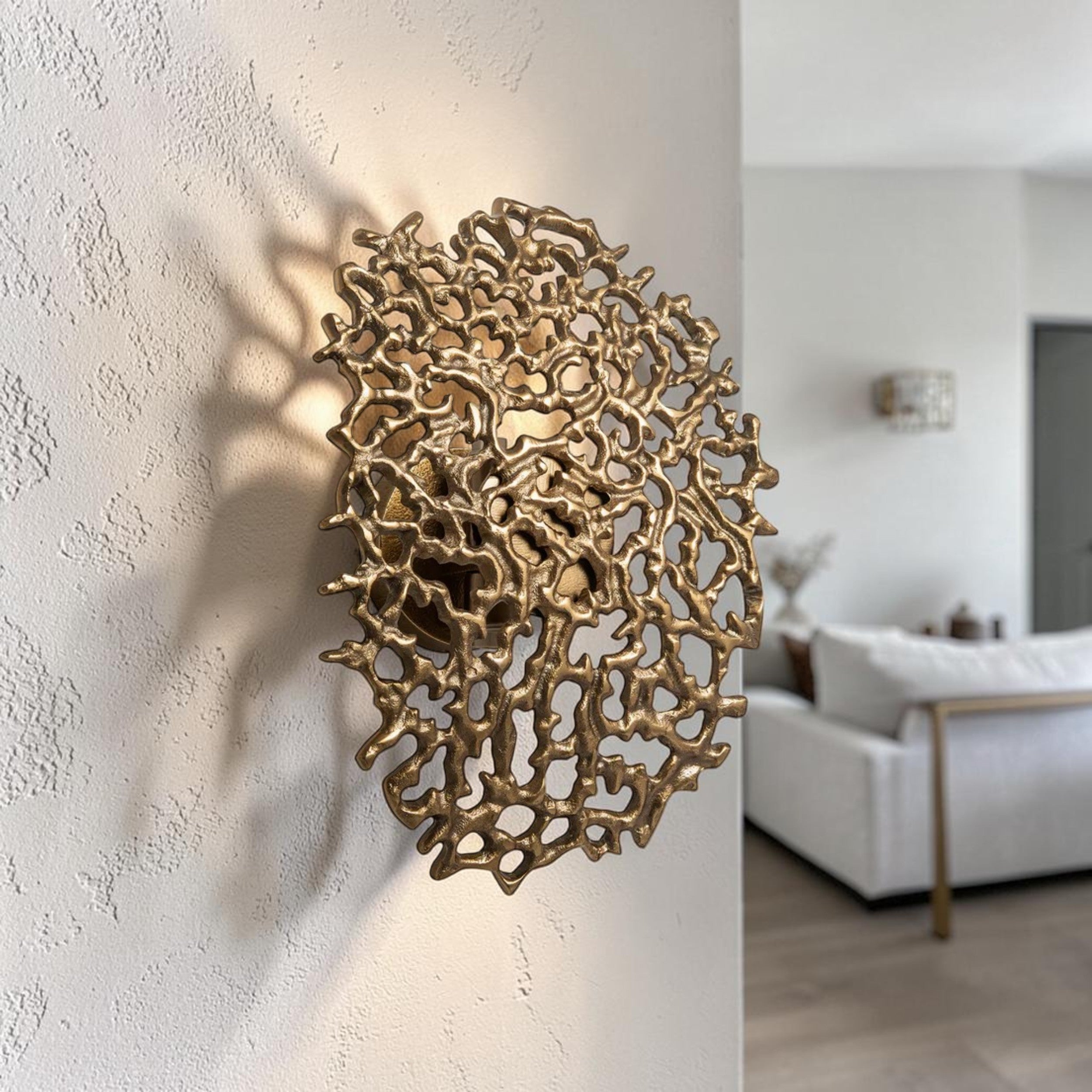 Coral Inspired, Brass Wall Light