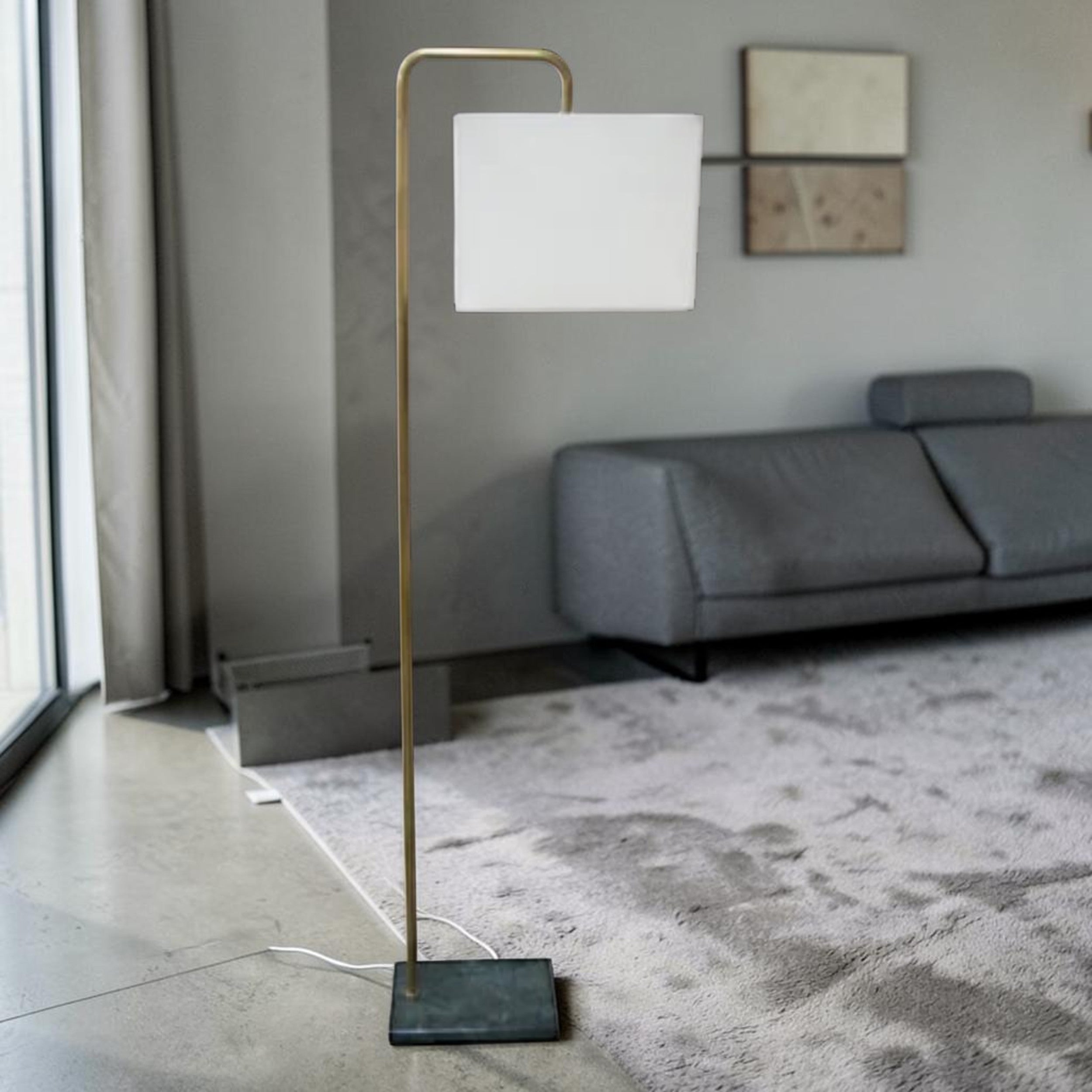 Antique Brass, Floor Lamp with Marble Base