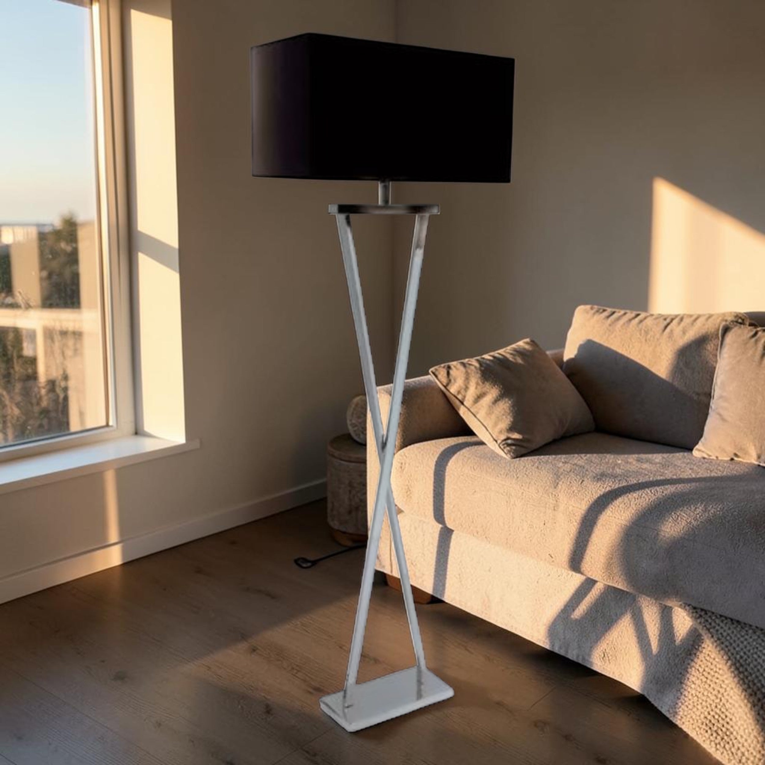 Modern Floor Lamp with Stainless Steel X-Base