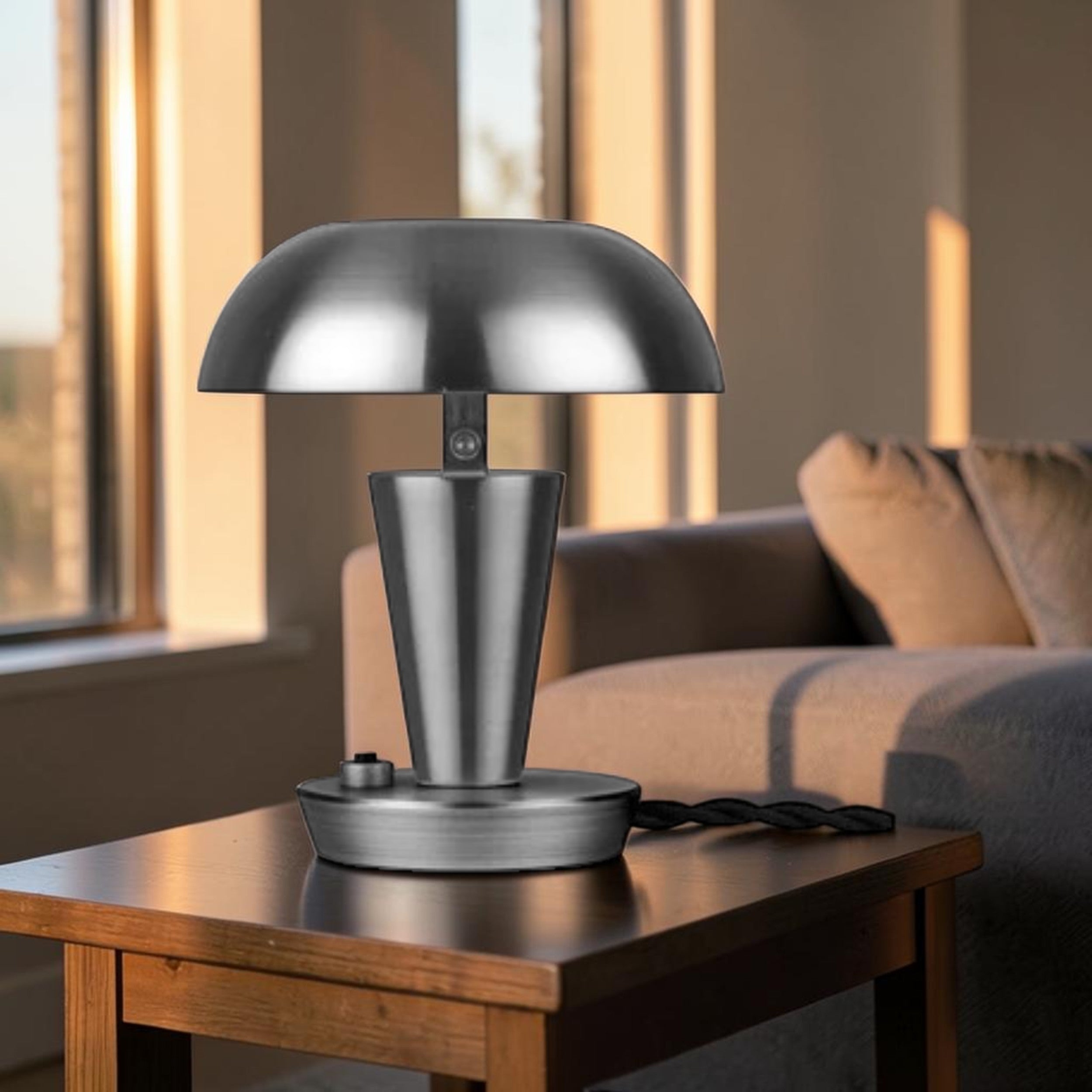 Compact Steel, Table Lamp with Adjustable Shade
