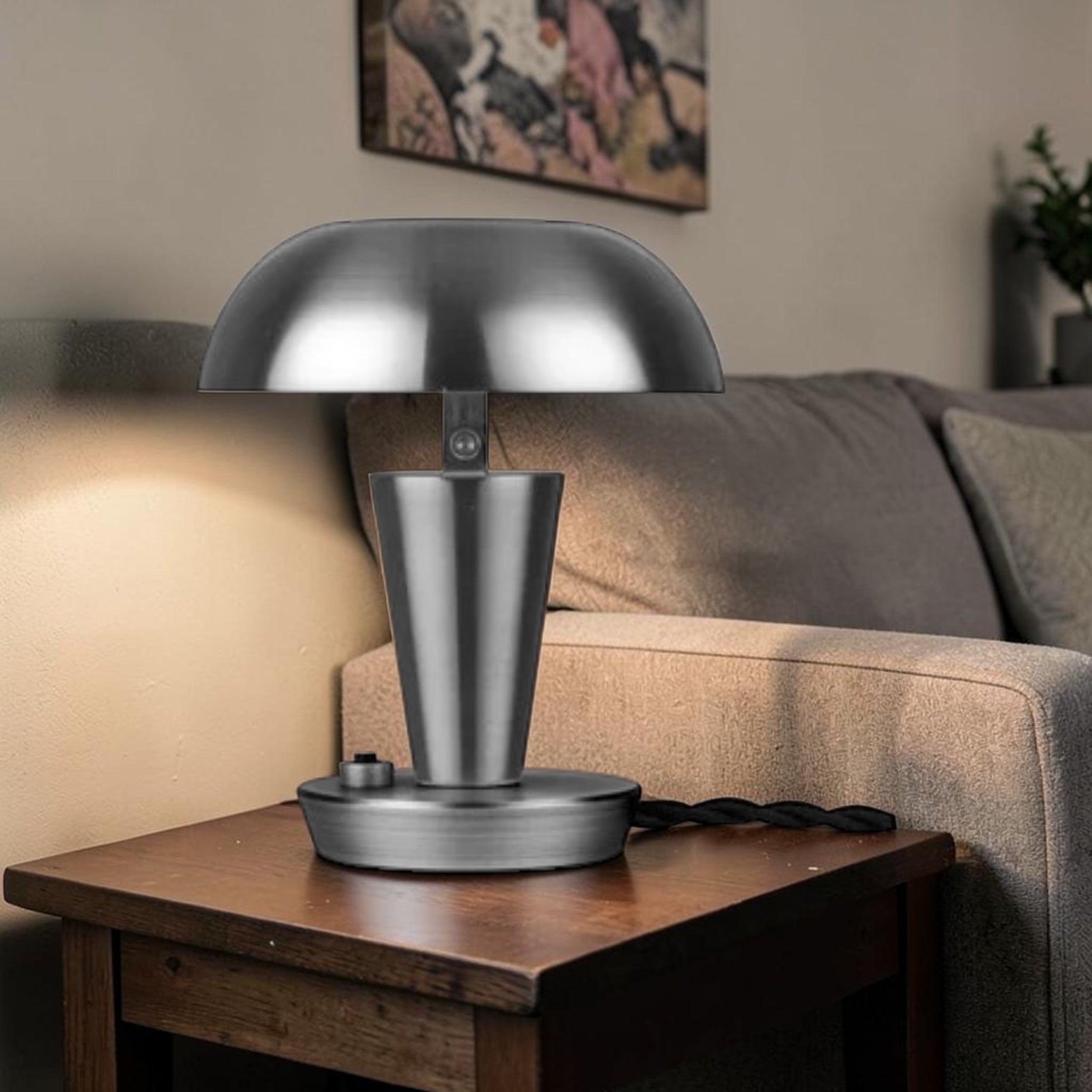 Compact Steel, Table Lamp with Adjustable Shade