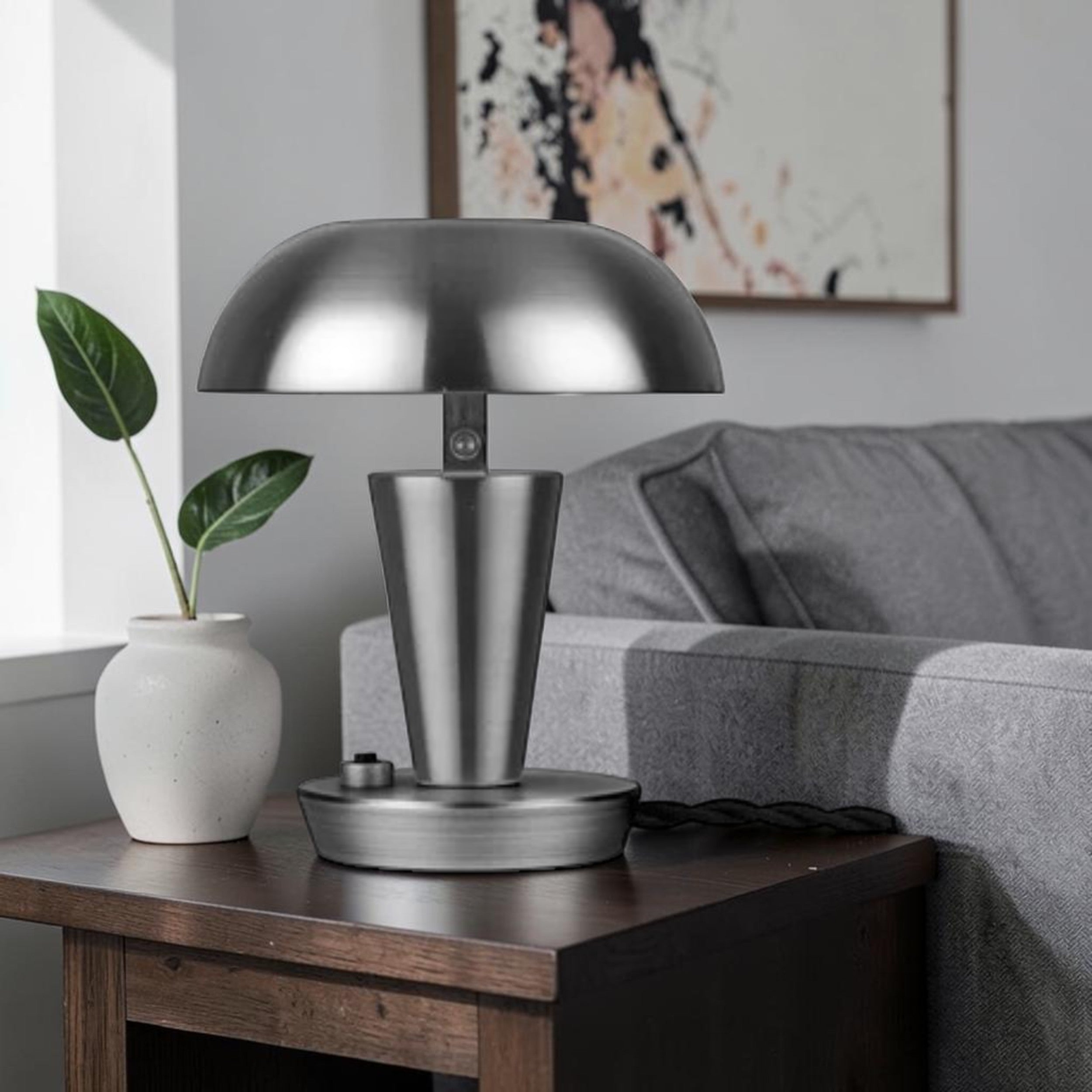Compact Steel, Table Lamp with Adjustable Shade