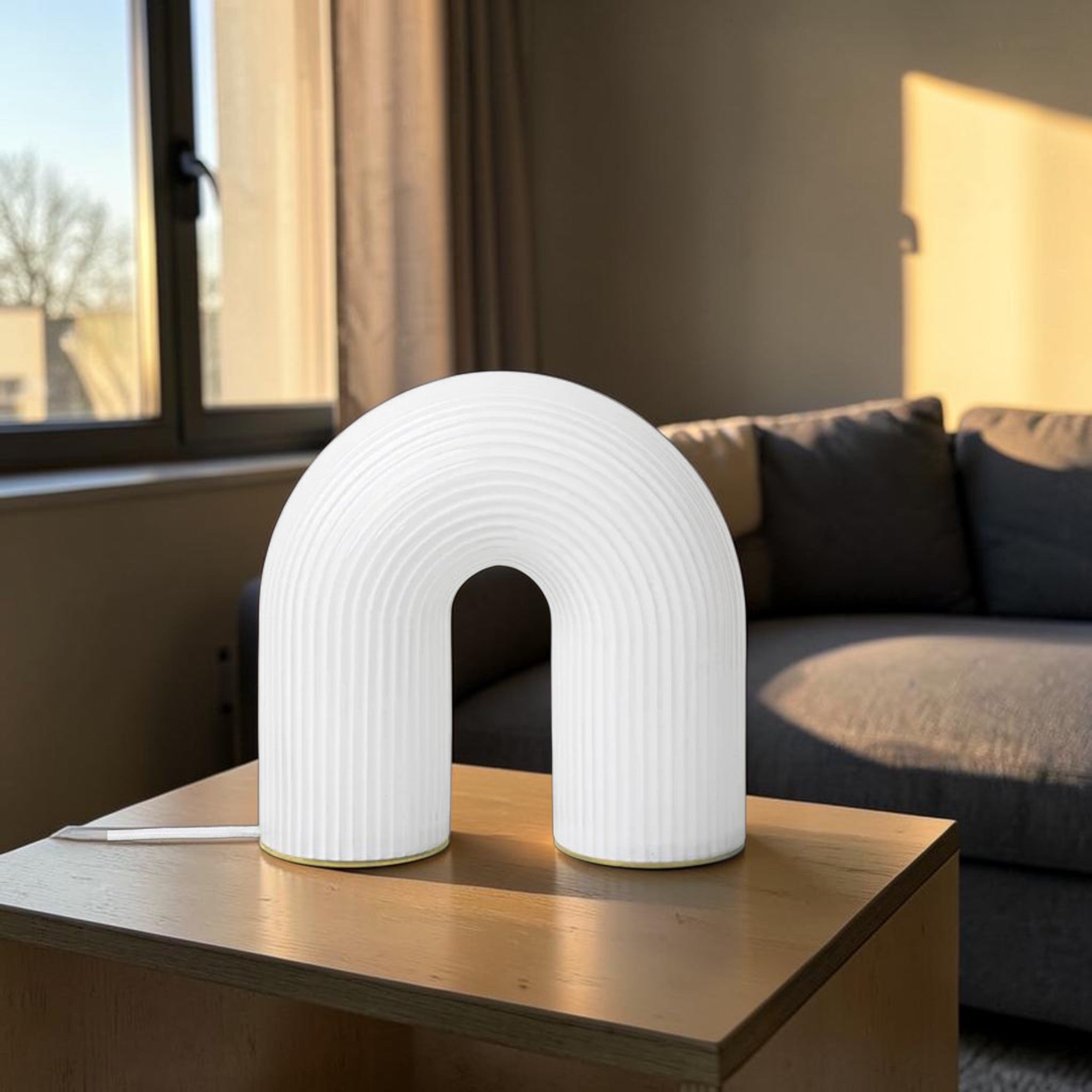 Modern Opal Glass, Table Lamp with Dimmable LED