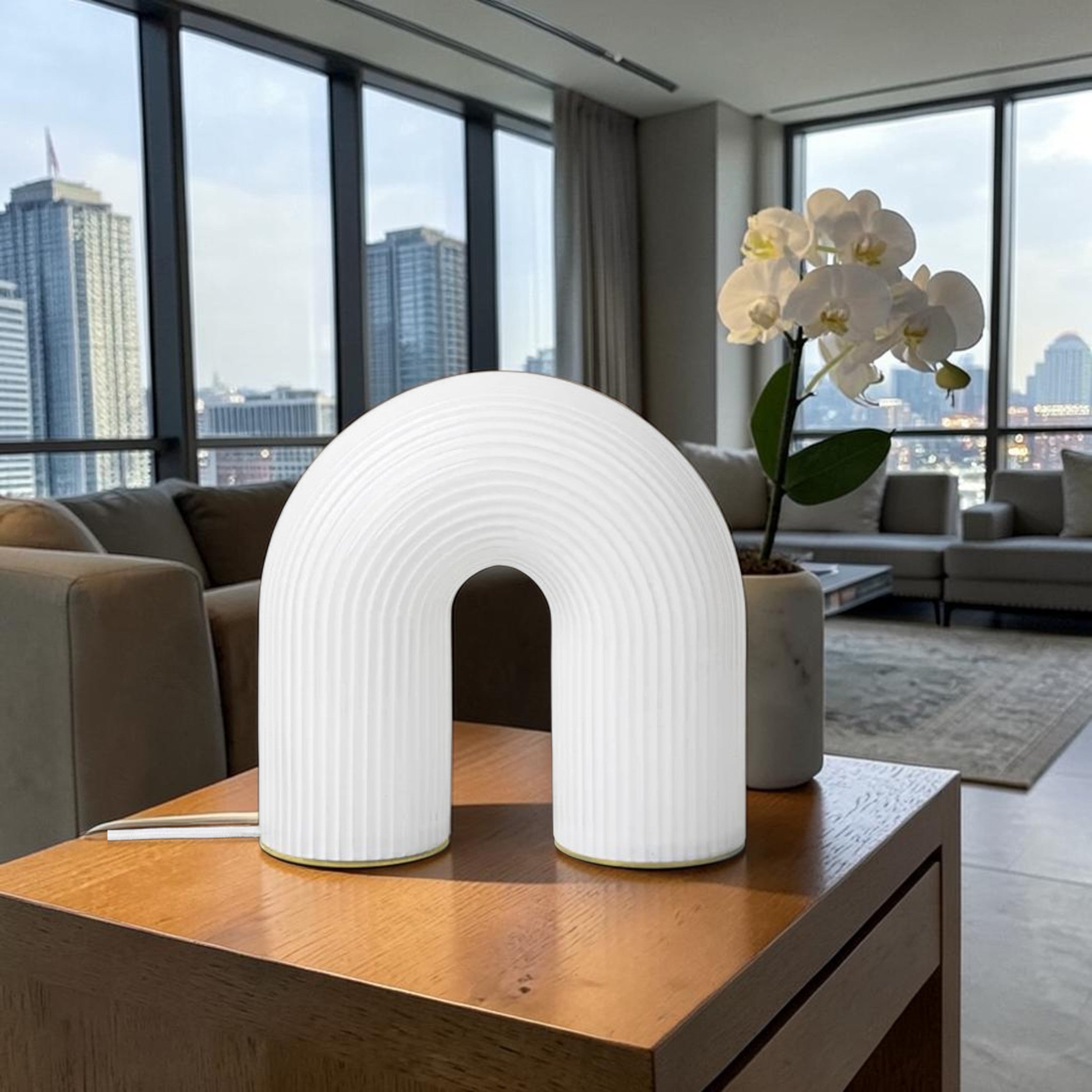Modern Opal Glass, Table Lamp with Dimmable LED