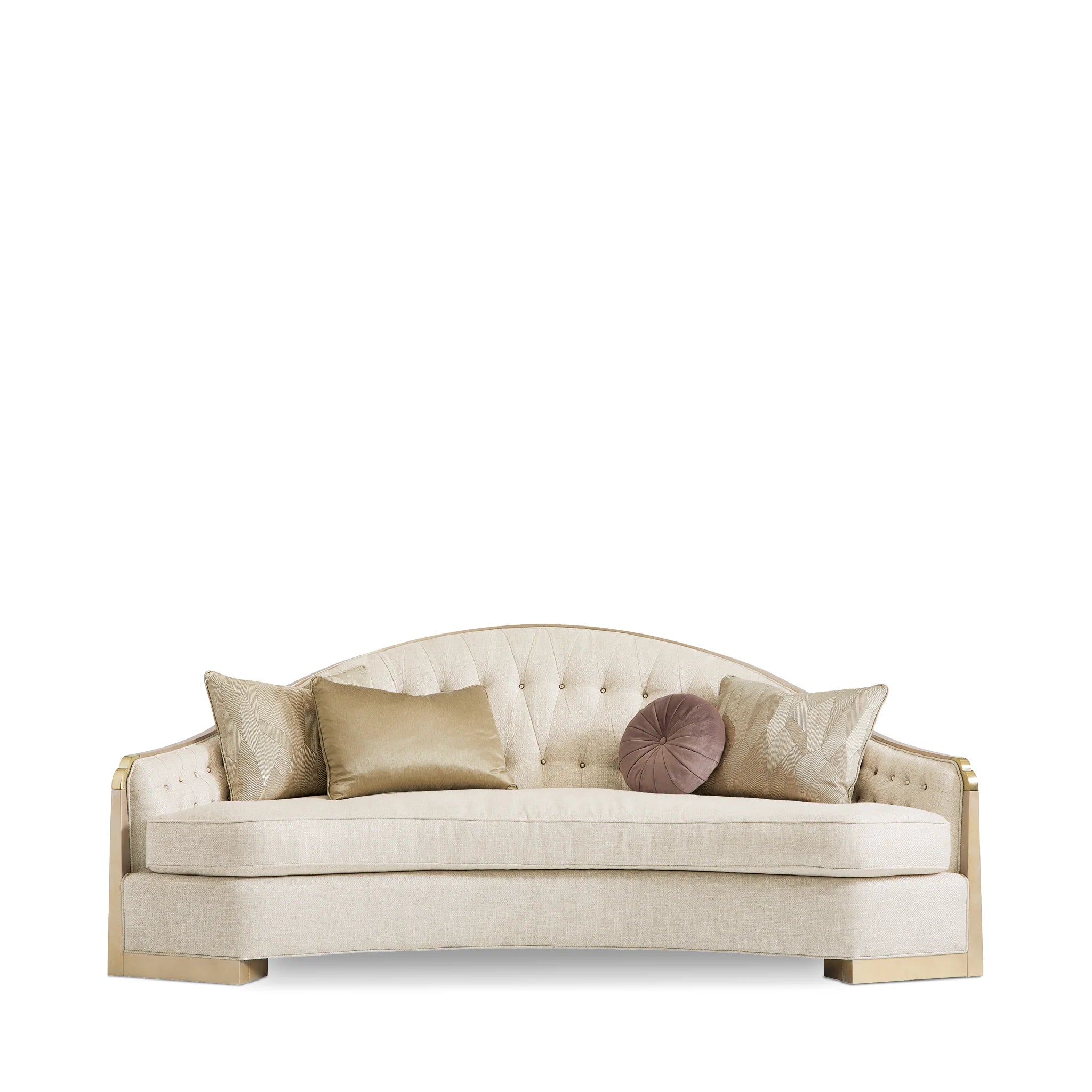 Curved Linen, Living Room Sofa with Tufted Backrest