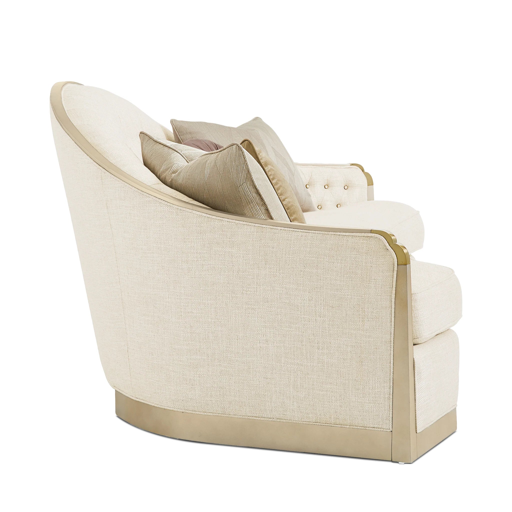 Curved Linen, Living Room Sofa with Tufted Backrest