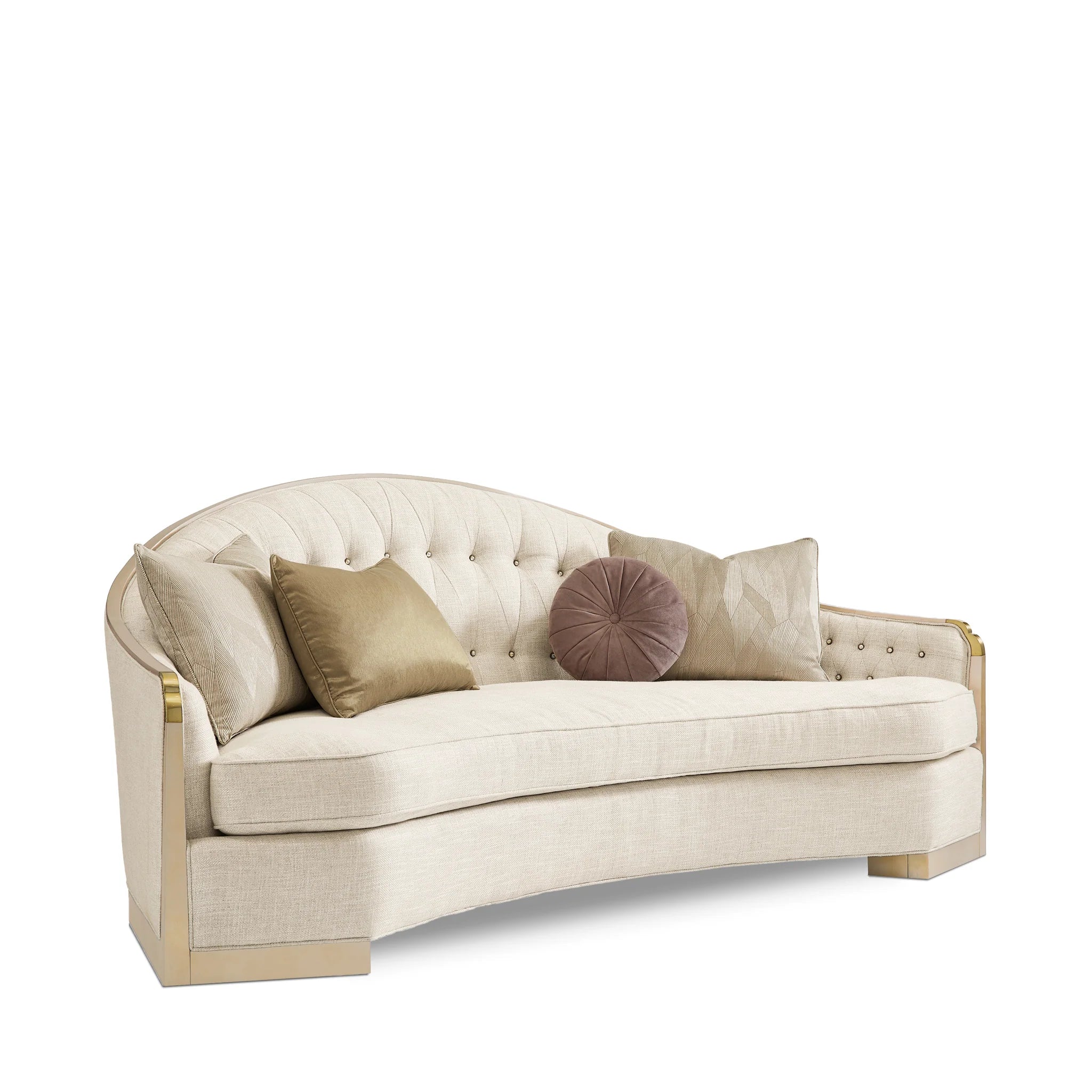 Curved Linen, Living Room Sofa with Tufted Backrest