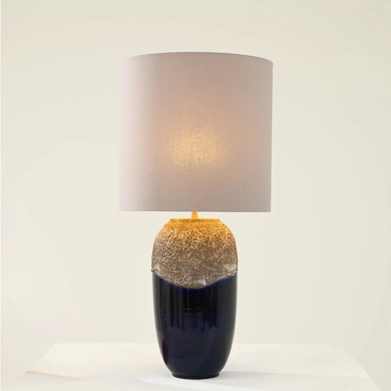 Vintage Ceramic, Table Lamp with Blue Glazed Base